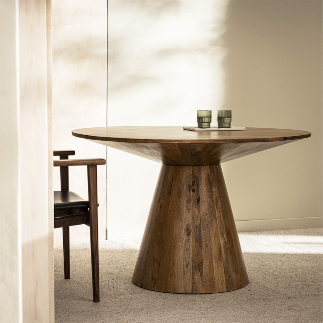 Wood - Table à manger 4 personnes ronde en bois ø120cm
