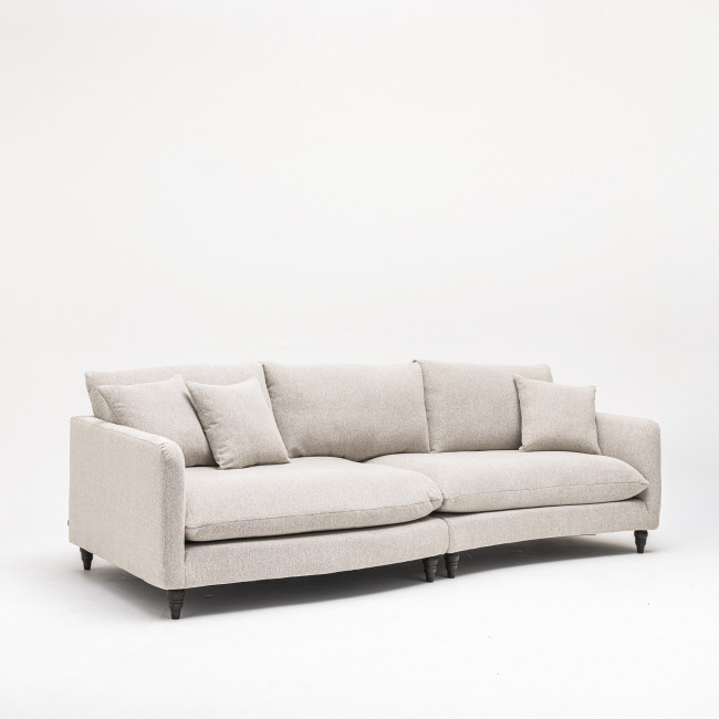 Farrah - Canapé d'angle gauche convertible 5 places en tissu pieds tournés 