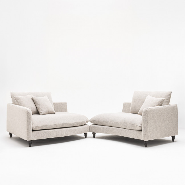 Farrah - Canapé d'angle gauche convertible 5 places en tissu pieds tournés 