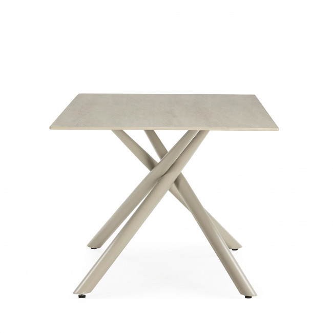 Vika - Table à manger 8 places en céramique et métal