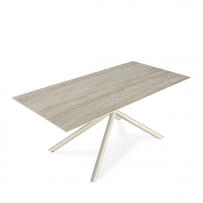 Vika - Table à manger 8 places en céramique et métal