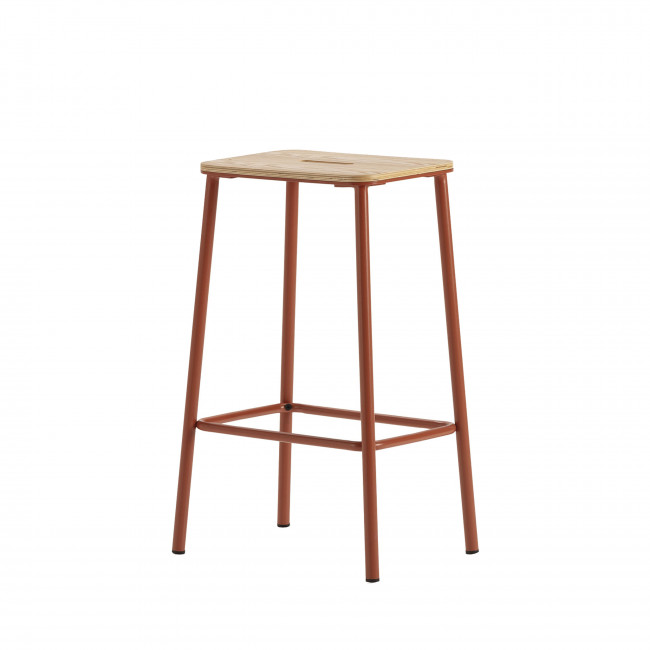 Noki - Lot de 2 tabourets de bar en bois et métal H65cm