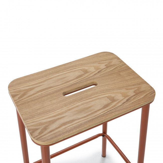 Noki - Lot de 2 tabourets de bar en bois et métal H65cm