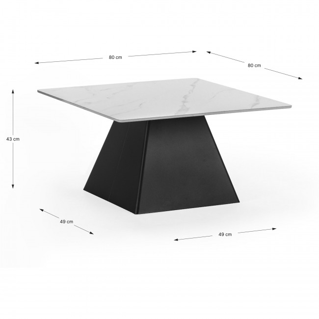 Mova - Table basse carrée en céramique et métal 80x80cm