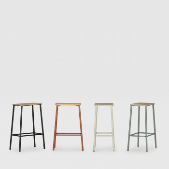 Noki - Lot de 2 tabourets de bar en bois et métal H65cm