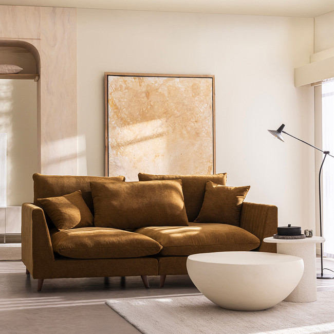 Farrah - Canapé d'angle gauche convertible 5 places en tissu