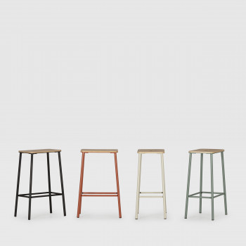 Noki - Lot de 2 tabourets de bar en bois et métal H65cm