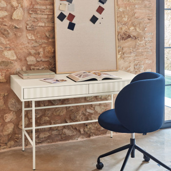 Sierra - Bureau 2 tiroirs en bois et métal L120cm