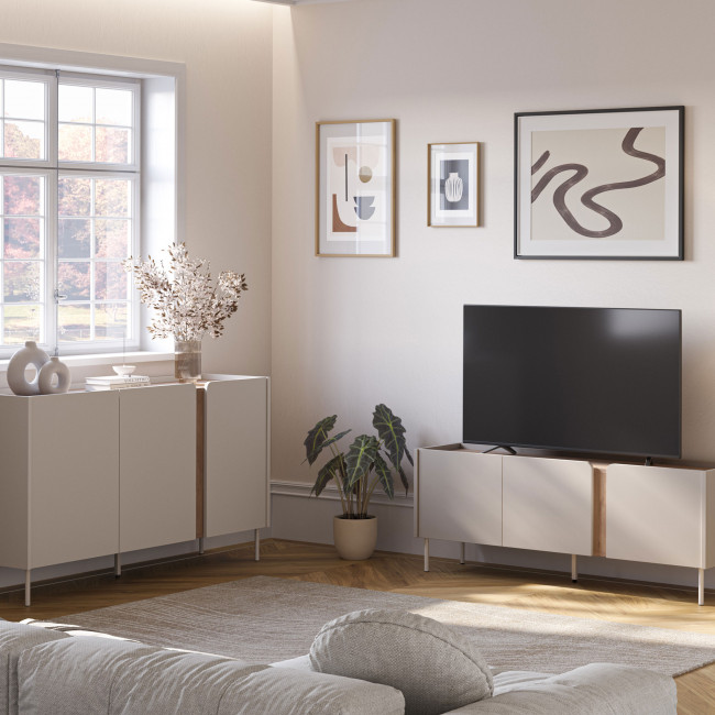 Boxy - Meuble TV 3 portes en bois et métal L140cm