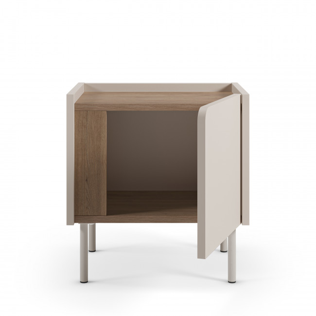 Boxy - Table de chevet 1 porte en bois et métal