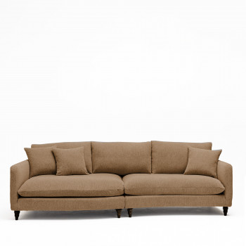 Farrah - Canapé d'angle gauche convertible 5 places en tissu pieds tournés 