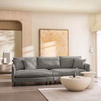 Farrah - Canapé d'angle gauche convertible 5 places en tissu