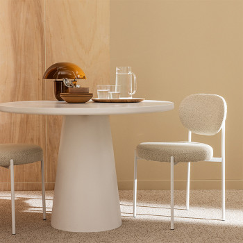 Kyoto - Lot de 2 chaises en tissu bouclette pieds blancs