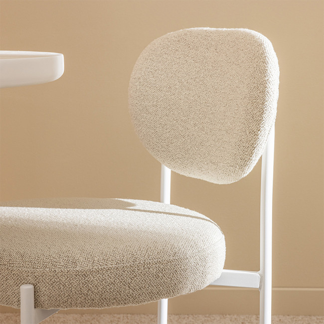 Kyoto - Lot de 2 chaises en tissu bouclette pieds blancs