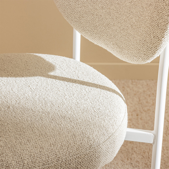 Kyoto - Lot de 2 chaises en tissu bouclette pieds blancs