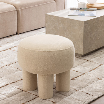 Bloomi - Tabouret rond en tissu bouclette ø43cm