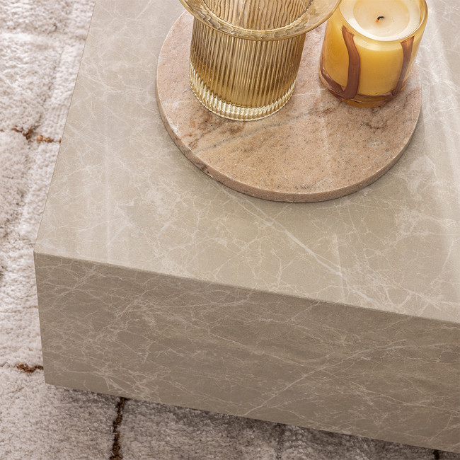 Lipani - Table basse carrée effet marbre 90x90cm