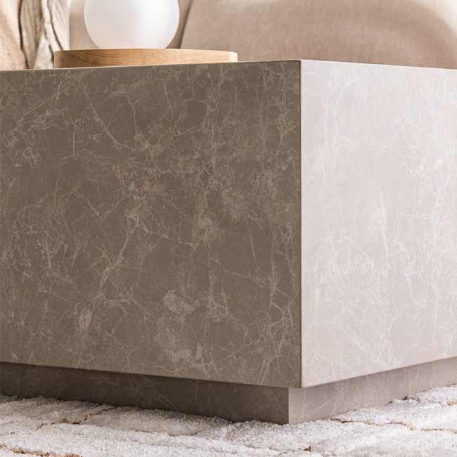 Lipani - Table basse carrée effet marbre 90x90cm