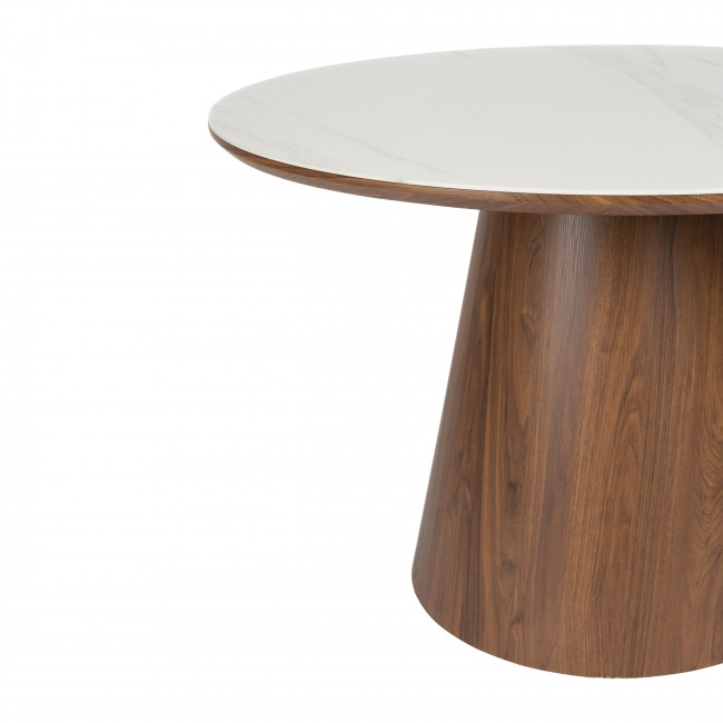 Almira - Table à manger 4 personnes ronde en pierre et bois