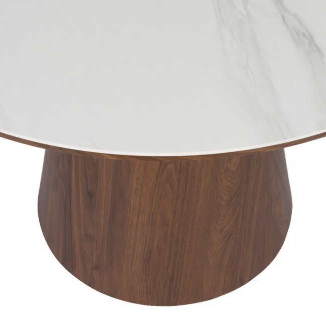 Almira - Table à manger 4 personnes ronde en pierre et bois