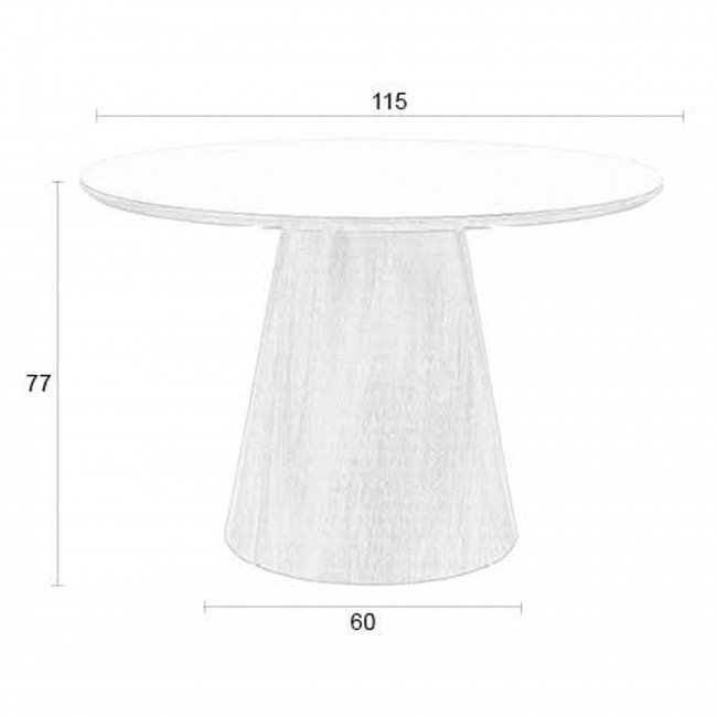 Almira - Table à manger 4 personnes ronde en pierre et bois