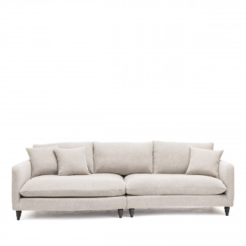 Farrah - Canapé d'angle gauche convertible 5 places en tissu pieds tournés 