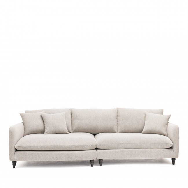 Farrah - Canapé d'angle gauche convertible 5 places en tissu pieds tournés 