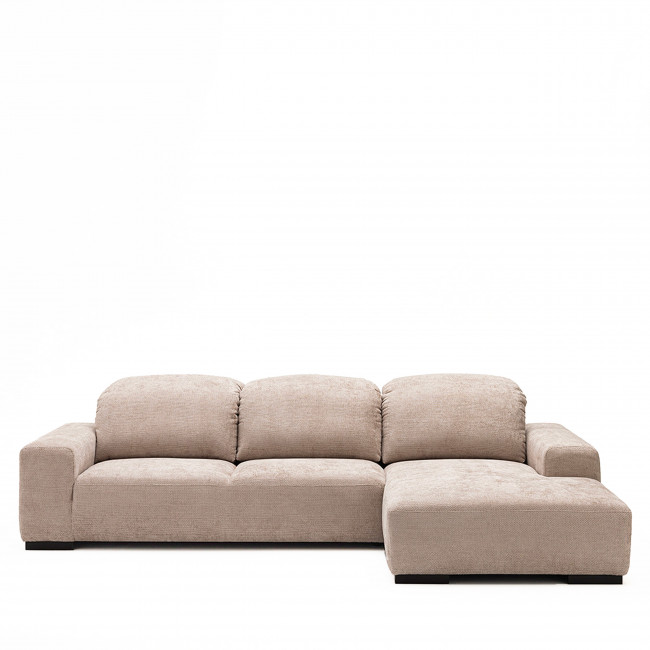 Sam - Canapé d'angle droit 4 places avec têtières réglables en tissu chenille