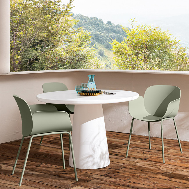 Acapulco - Lot de 4 fauteuils de table intérieur et extérieur en plastique et métal