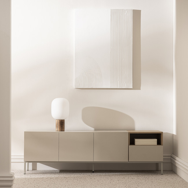 Quenor - Meuble TV 3 portes 1 tiroir en bois et métal L180cm