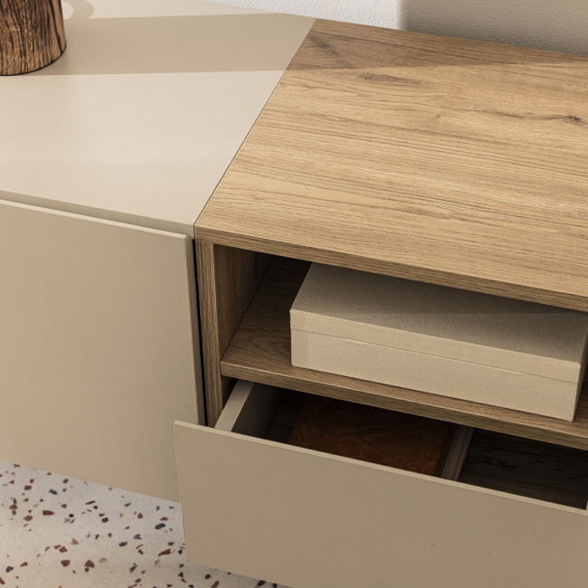 Quenor - Meuble TV 3 portes 1 tiroir en bois et métal L180cm