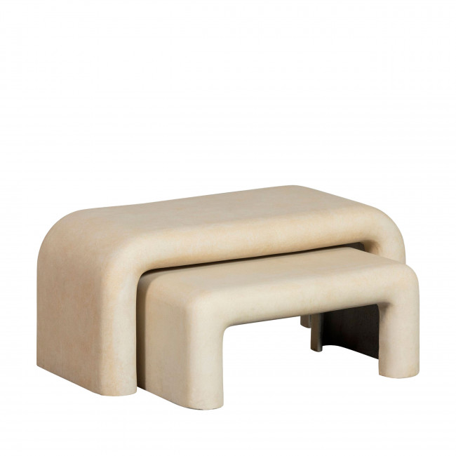 Stani - Table basse organique effet béton 92x42cm