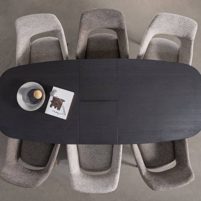 Arros - Table à manger extensible ovale 8 à 10 personnes en bois et métal