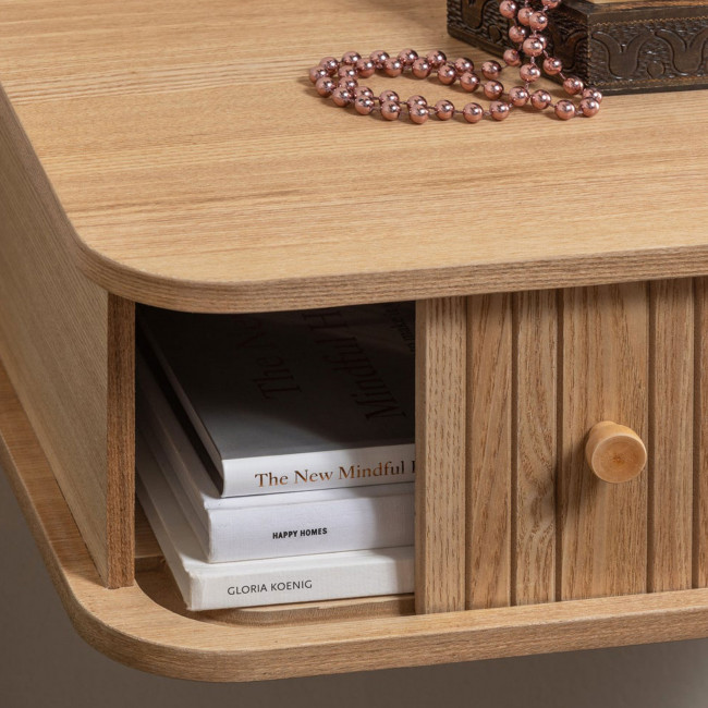 Jena - Table de chevet suspendue 1 porte coulissante en bois