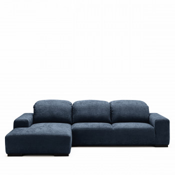 Sam - Canapé d'angle gauche 4 places avec têtières réglables en tissu chenille
