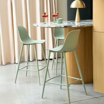 Portland - Lot de 4 tabourets de bar intérieur et extérieur en plastique et métal H65cm