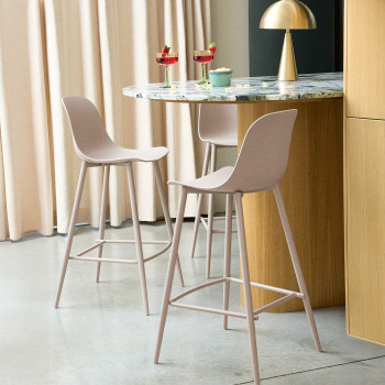 Portland - Lot de 4 tabourets de bar intérieur et extérieur en plastique et métal H65cm