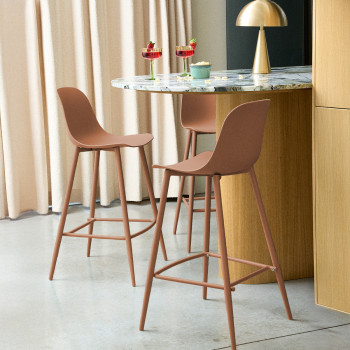 Portland - Lot de 4 tabourets de bar intérieur et extérieur en plastique et métal H65cm