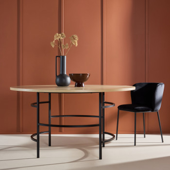 Copenhagen - Table à manger 6 personnes ronde en bois et métal