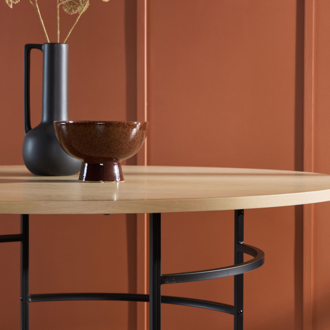 Copenhagen - Table à manger 6 personnes ronde en bois et métal