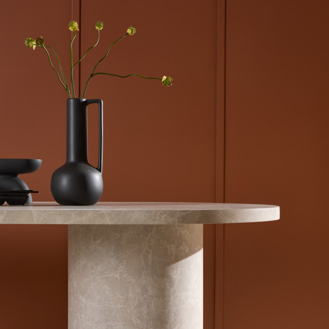 Narvik - Table à manger 8 personnes ovale effet marbre