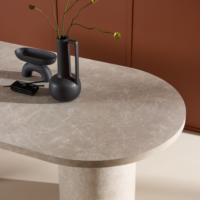 Narvik - Table à manger 8 personnes ovale effet marbre