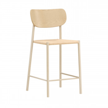 Polly - Tabouret de bar en résine tressée et métal H66.5cm