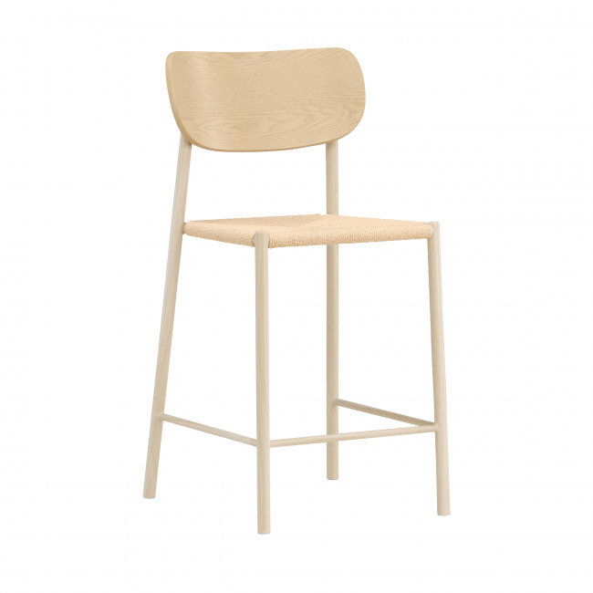 Polly - Tabouret de bar en résine tressée et métal H66.5cm