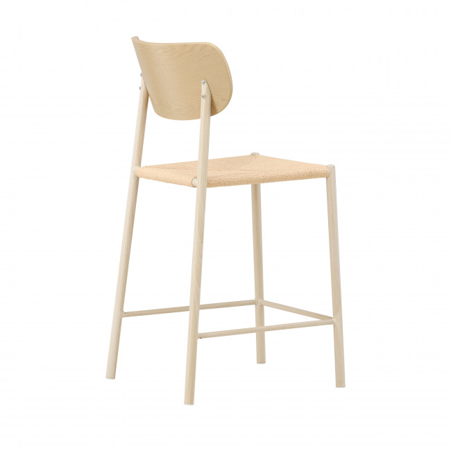 Polly - Tabouret de bar en résine tressée et métal H66.5cm