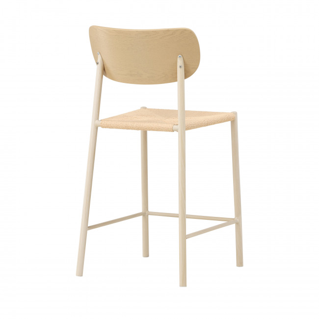 Polly - Tabouret de bar en résine tressée et métal H66.5cm