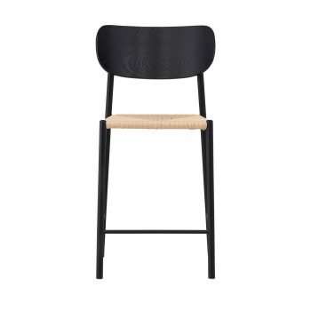 Polly - Tabouret de bar en résine tressée et métal H66.5cm