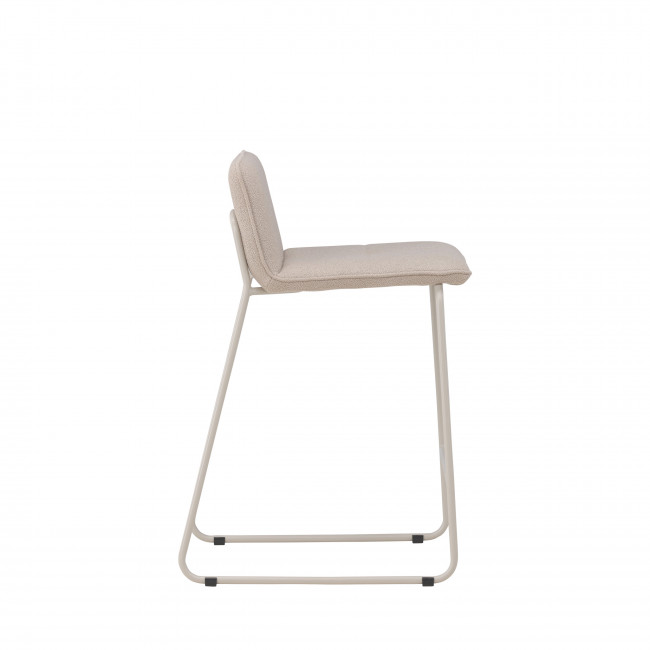 Bisbee - Lot de 2 tabourets de bar en tissu bouclette pieds beiges H65cm