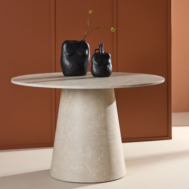 Lanzo - Table à manger 4 personnes ronde effet marbre