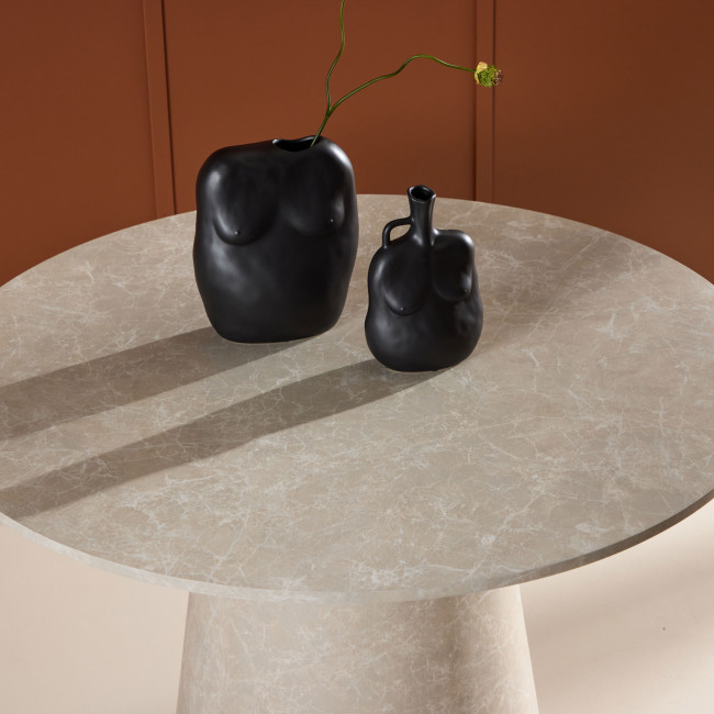 Lanzo - Table à manger 4 personnes ronde effet marbre